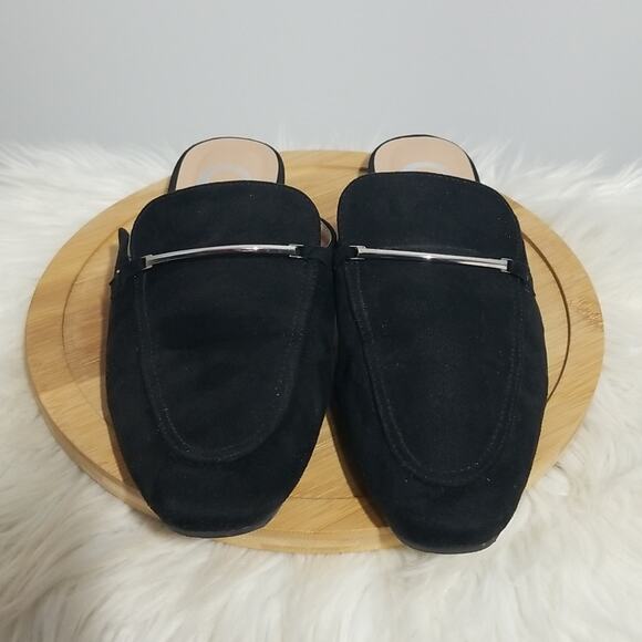 NWT Journee Collection Ameena Black Vegan Leather Mule Flats - Picture 1 of 8